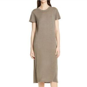 Jenni Kayne 100% Linen‎ Everyday T Shirt Dress Sz XS Sage Green Knit Minimalist